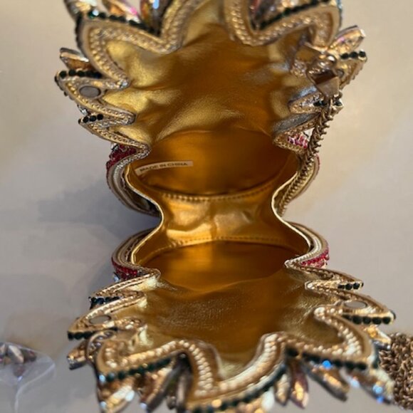 PINEAPPLE | Rhinestone Evening Clutch Purse with Gold chain-Vintage - Picture 5 of 13